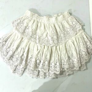 LoveShackFancy Ruffle Eyelit Mini Skirt